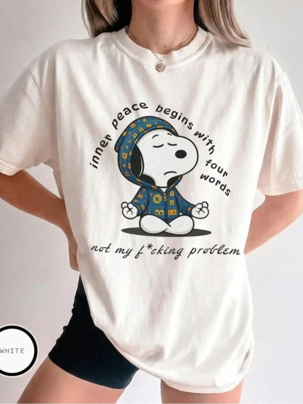 Vintage White Snoop Dog Graphic Tee, Not My Fucking Problem Text